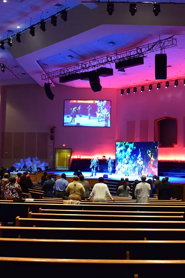 Church stage with church technology solutions installed by mcc