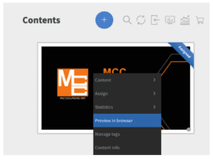 Mcc media content preview in browser menu option