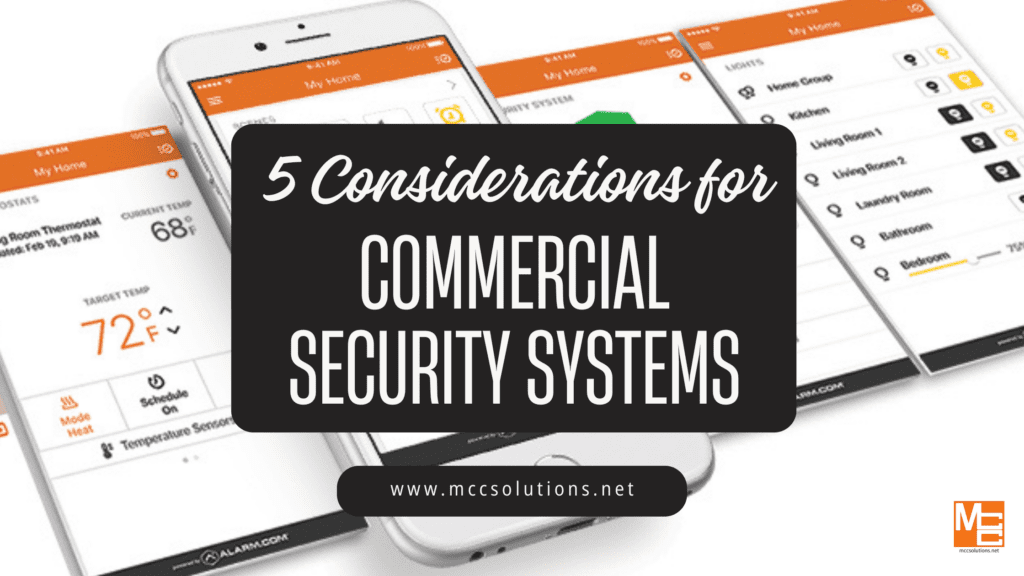 5 Considerations for Commercial Security Systems blog post graphic