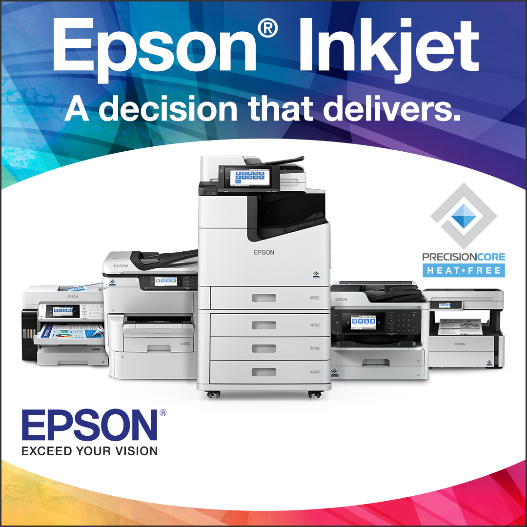 Epson inkjet graphic showing the epson workforce inkjet printer series.